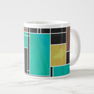 Tasse Géante Impression noire Brown Turquoise Mondrian
