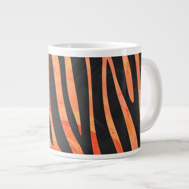 Tasse Géante Impression noire et orange Zebra (Devant droit)