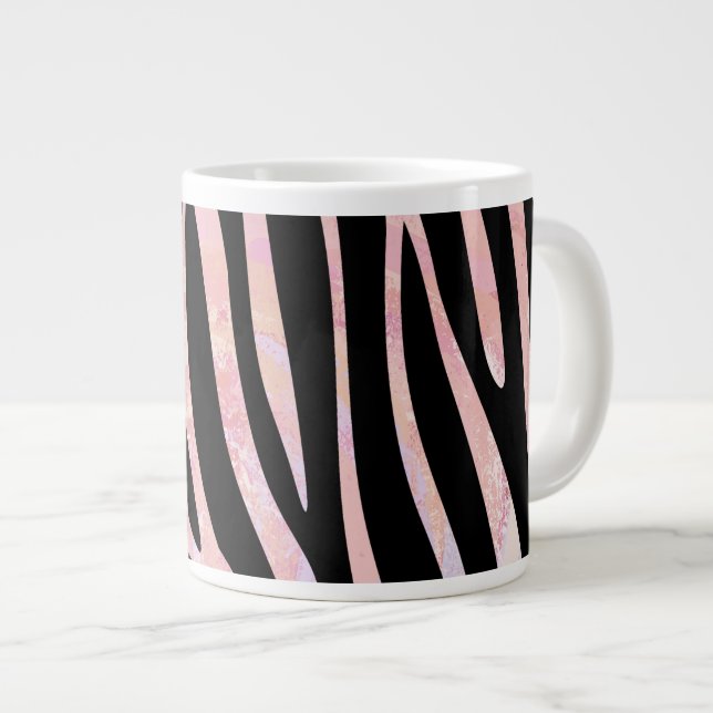 Tasse Géante Impression zèbre noir et rose (Devant droit)