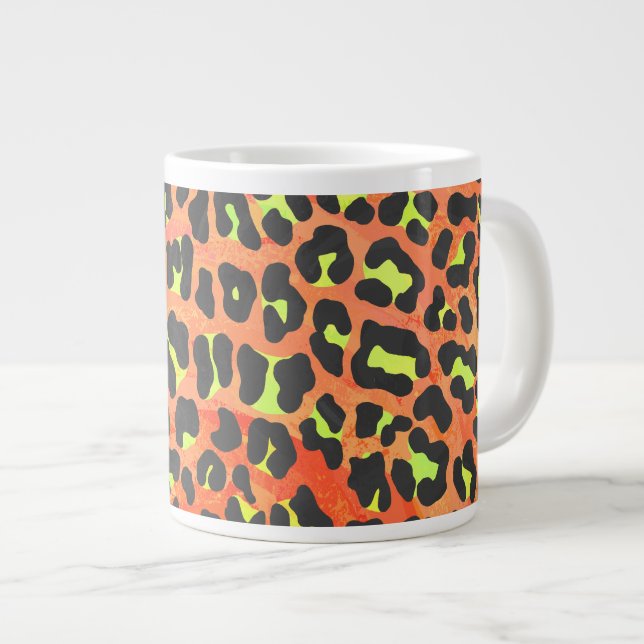 Tasse Géante Imprimé Orange et Jaune Léopard (Devant droit)
