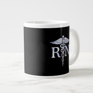 Tasse Géante Infirmière inscrite RN Caduceus Snakes Style on Bl