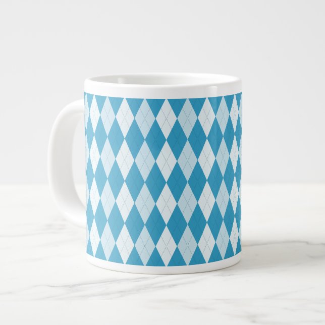 Tasse Géante Jacquard bleu Peacock Petite forme diamant (Devant gauche)