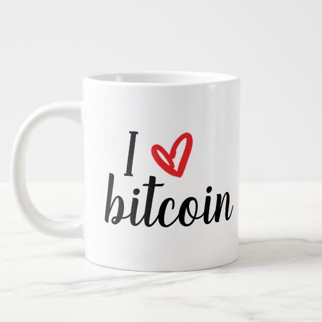 Tasse Géante J'aime le bitcoin (Gauche)
