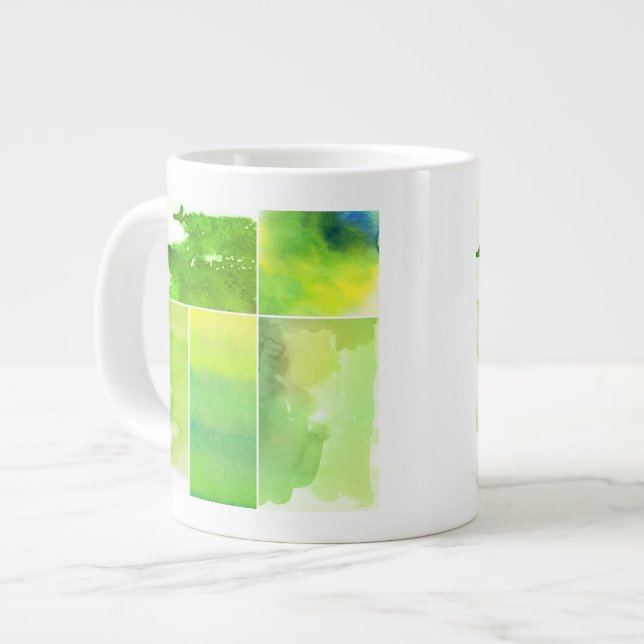 Tasse Géante Jeu d'aquarelle abstrait peint à la main (Devant gauche)