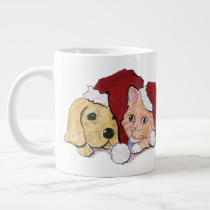 Tasse Géante Joli Christmas Labrador Puppy et Orange Tabby
