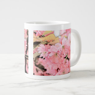 Tasse Géante Jolis croquis artistiques de fleurs roses de ceris