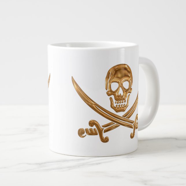 Tasse Géante Jolly roger d'or (Devant droit)