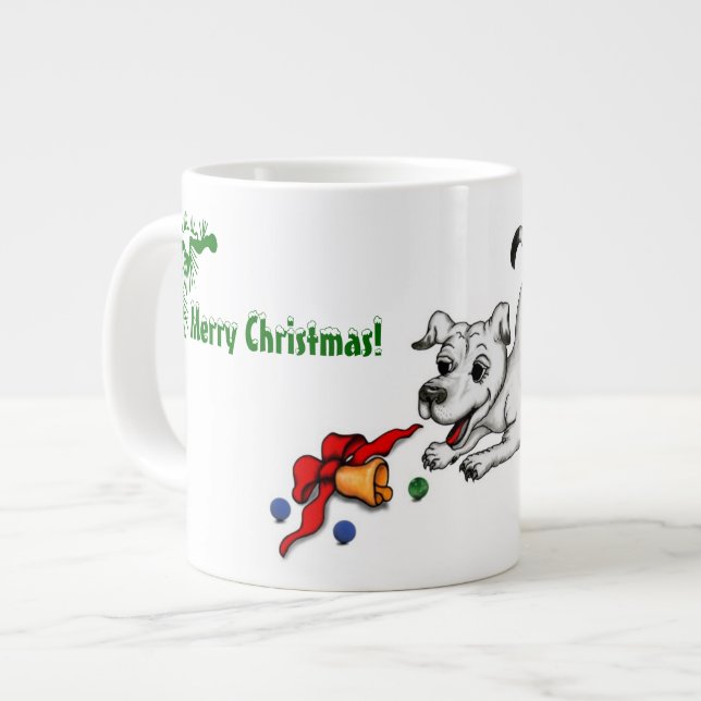 Tasse Géante Joyeux Noël ! Chiot avec Bell et Ball (Devant gauche)