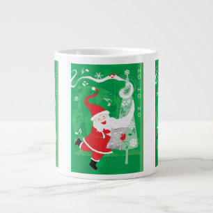 Tasse Géante Joyeux Noël, le Père Noël chante et danse