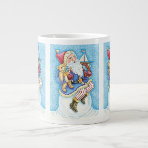 Tasse Géante Joyeux Noël, Père Noël sur boule de neige avec des