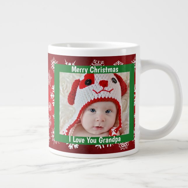 Tasse Géante Joyeux Papi de Noël, Rouge & Blanc, Photo personna (Droite)