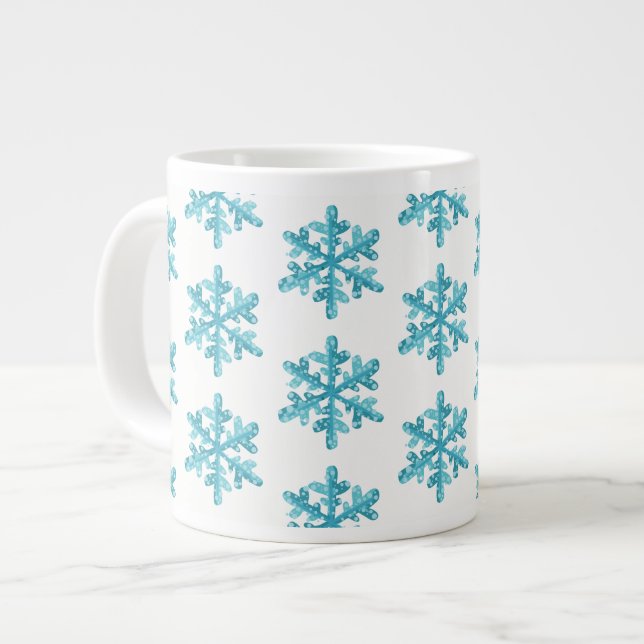 Tasse Géante Jumbo Mug-Snowflakes (Devant gauche)