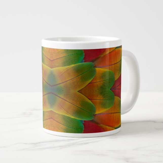 Tasse Géante kaléidoscope de plumes de perroquet ara (Devant droit)