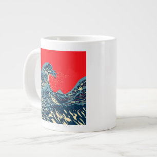 Tasse Géante La Grande vague Hokusai dans le style art de l'esp