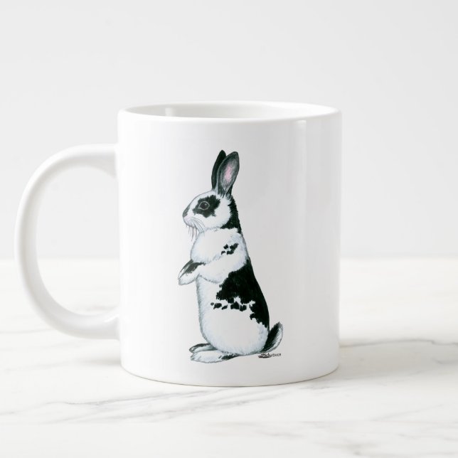 Tasse Géante Lapin : Noir et Blanc (Gauche)