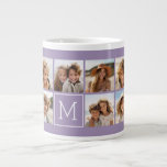 Tasse Géante Lavender Instagram Photo Collage Personnalisé Mono<br><div class="desc">Moderne Pastel Purple Lilac - Utilisez 11 photos carrés pour créer un cadeau unique et personnel. Ou vous pouvez garder le chiot hipster et faire un gardien branché. Si vous avez besoin d'ajuster les images,  cliquez sur l'outil personnaliser pour apporter des modifications.</div>