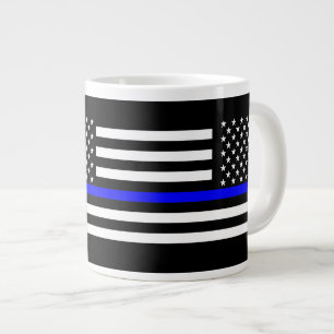 Tasse Géante Le drapeau américain blanc et noir de la Ligne Ble