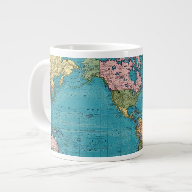 Tasse Géante Le monde, la projection de Mercator (Devant gauche)