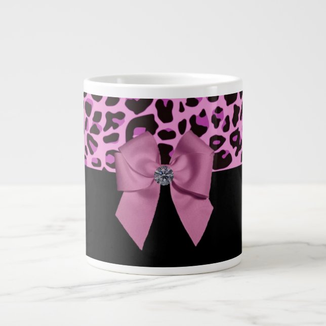 Tasse Géante Léopard rose avec cou et diamant (Devant)