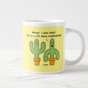 Tasse Géante Les cactus de caricatures amusants du soleil jaune