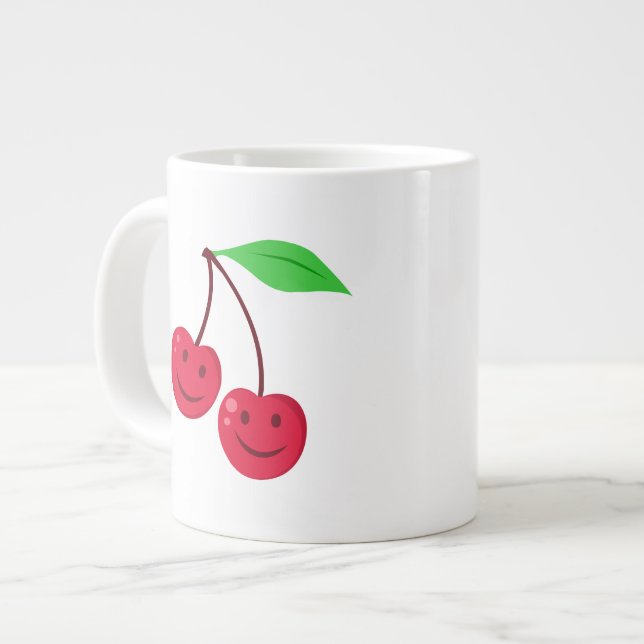 Tasse Géante Les Cerises rouges souriantes (Devant gauche)