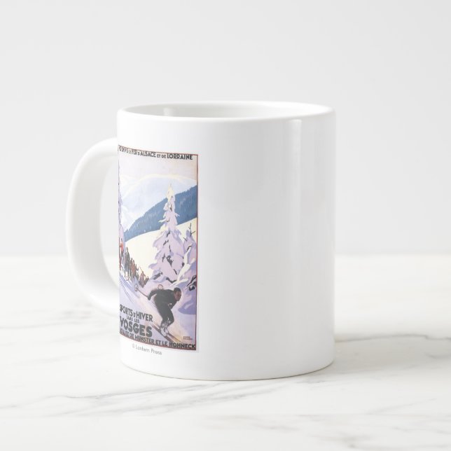 Tasse Géante Les spectateurs regardent l'affiche des skieurs (Devant gauche)