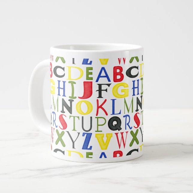 Tasse Géante Lettres de couleur vive de Megan Meagher (Devant gauche)