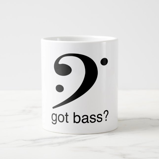 Tasse Géante L'icône de clef basse avec la basse obtenue ? , (Devant)
