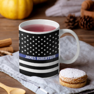 Tasse Géante Ligne Bleue Mince - Drapeau Américain Personnalisé