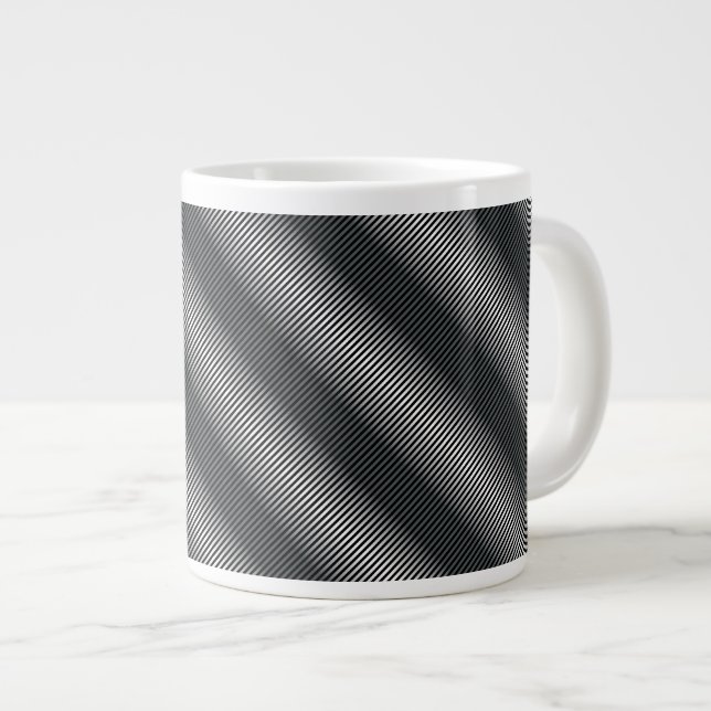 Tasse Géante Lignes de gris noir et blanc ultra minces (Devant droit)