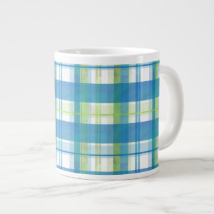 Tasse Géante Madras Plaid Green et Blue