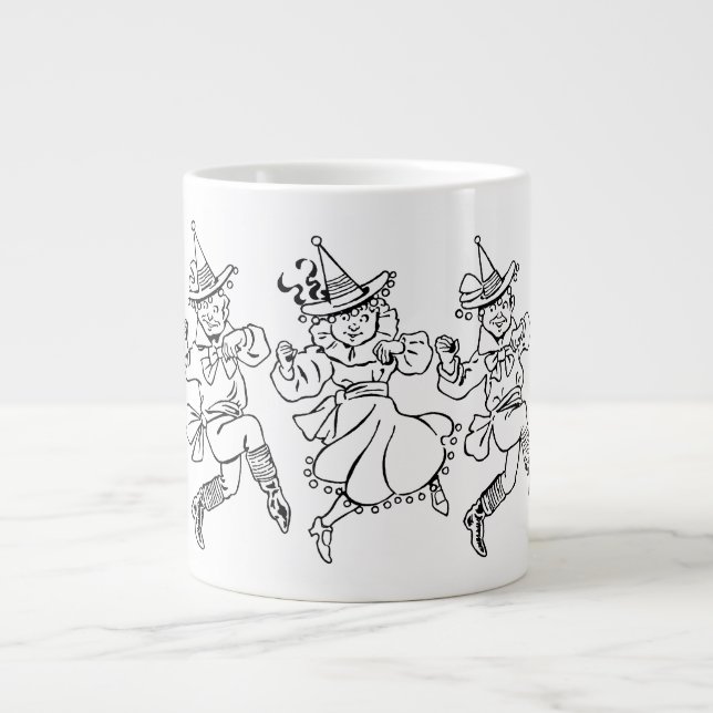 Tasse Géante Magicien vintage d'Oz, mignonne Munchkins Dansant  (Devant)