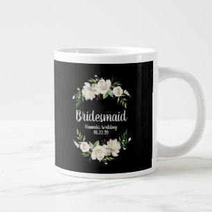 Tasse Géante Mariage floral noir et blanc Bridesmaid Bienvenue
