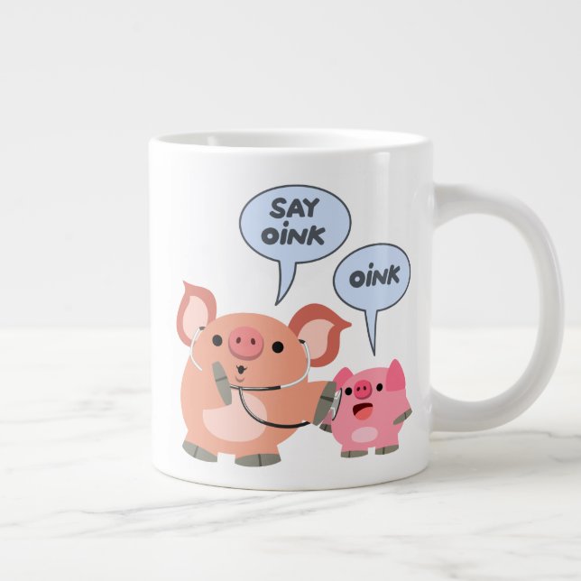 Tasse Géante Médecin et patient du cochon de dessin mignon (Droite)