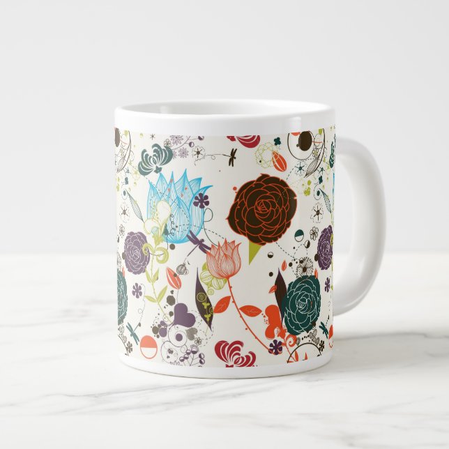 Tasse Géante Modèle floral rétro 2 (Devant droit)