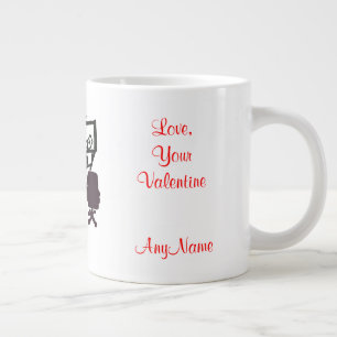 Tasse Géante Mon bureau informatique Valentine Coeurs rouges NO
