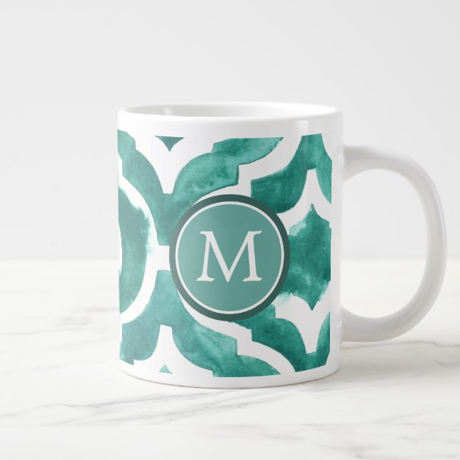 Tasse Géante Monogramme | Aquamarine Motif IV (Droite)