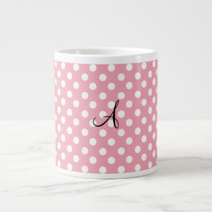 Tasse Géante monogramme blanc rose Pois