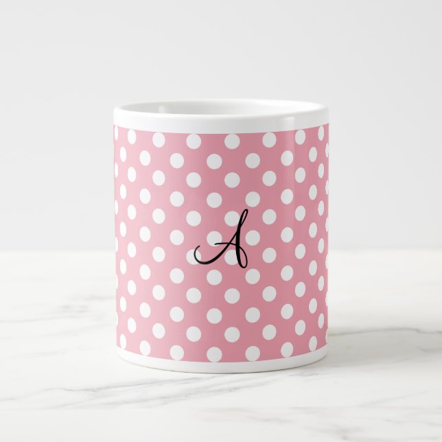 Tasse Géante monogramme blanc rose Pois (Devant)