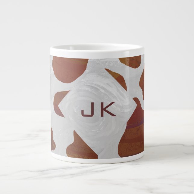Tasse Géante Monogramme Brown et blanc de vache (Devant)