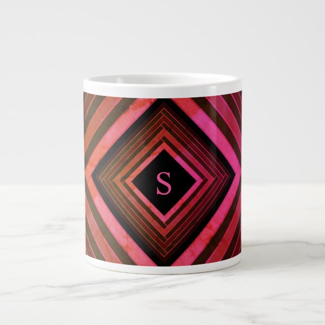 Tasse Géante Monogramme géométrique rose rustique Carré moderne (Devant)