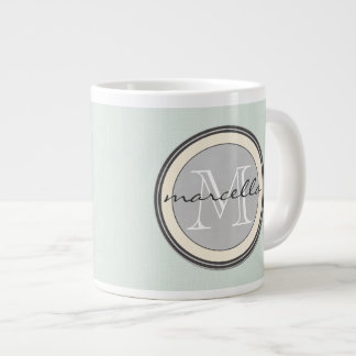 Tasse Géante Monogramme gris Arrière - plan Turquoise texturé l