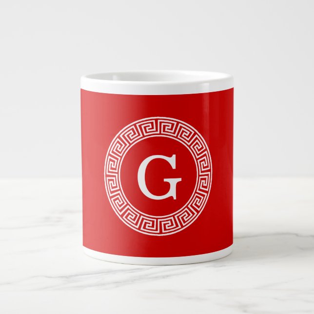 Tasse Géante Monogramme initial du cadre de ligne clé grecque b (Devant)