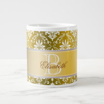 Monogramme Jaune d'or et Damas de blanc