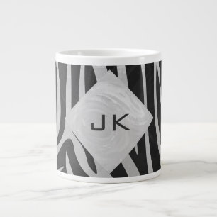 Tasse Géante Monogramme noir et gris clair Zebra