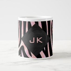 Tasse Géante Monogramme noir et rose Zebra