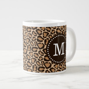 Tasse Géante Monogramme personnalisé Brown et Empreinte de léop