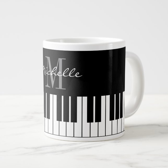 Tasse Géante Monogramme personnalisé grand bonbon pour piano (Devant droit)