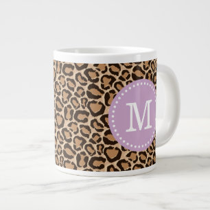 Tasse Géante Monogramme personnalisé violet et Empreinte de léo