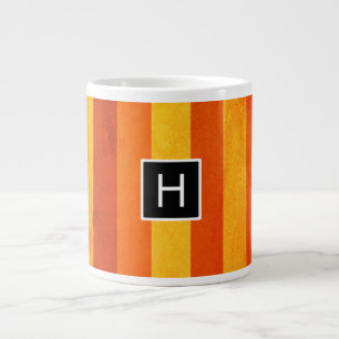 Tasse Géante Monogramme rayures orange rouge altéré chaud
